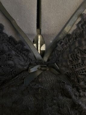 Black Lace Bralette with Satin Trim